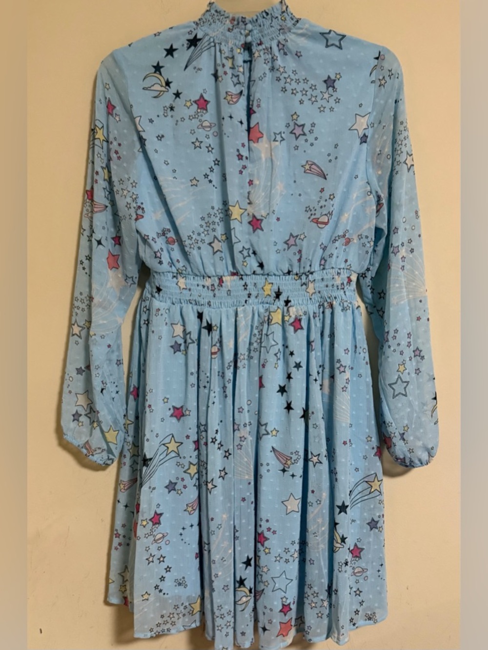 NWT Torrid Mini Clipdot Blouson Sleeve Mock Neck Skater Dress Size 00 M/L - Picture 9 of 15
